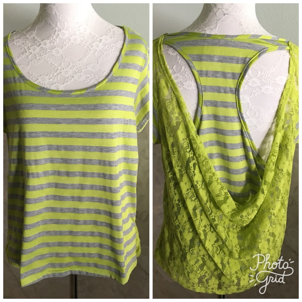 Lace Racer Back Striped Top M🎈